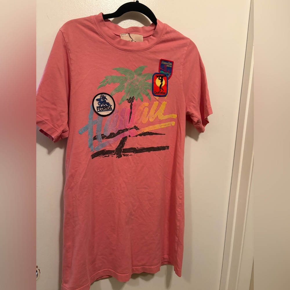 Coral Palm Graphic Mini Dress